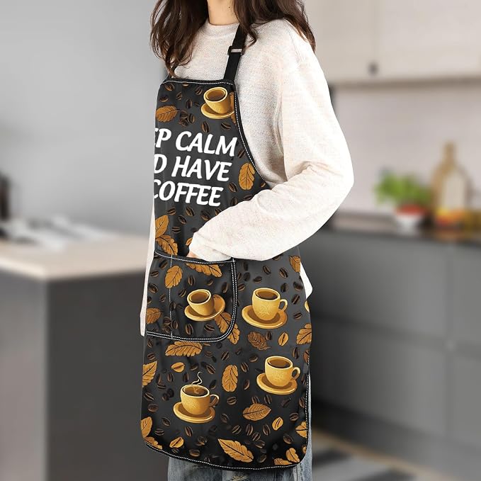 MNIGIU Barista Inspired Apron Coffee Lover Gift Keep And Have A Coffee Waterproof Apron With Pockets Drinkers Merch - Image 5