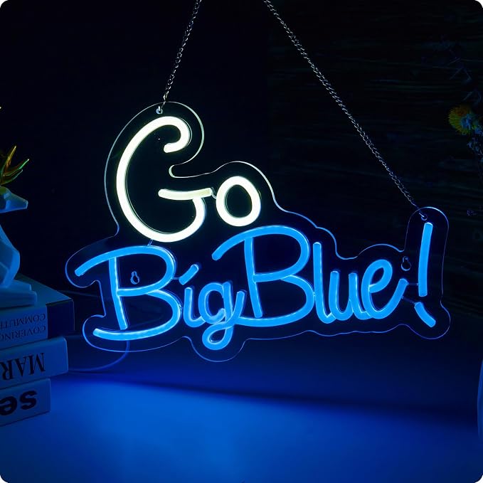Go big blue neon sign University Slogan neon sign for wall decor Kids Room Decor Bar Game Room Man Cave Gift by ORIXIAYE