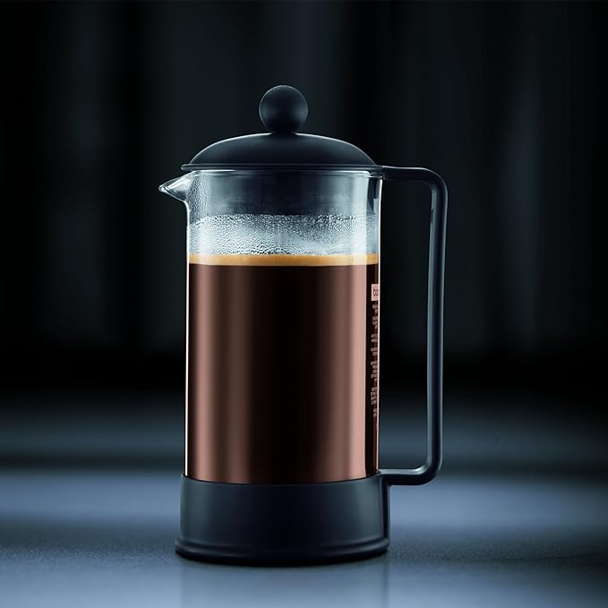Bodum 12oz Brazil French Press Coffee Maker, High-Heat Borosilicate Glass, Black - Made in Portugal