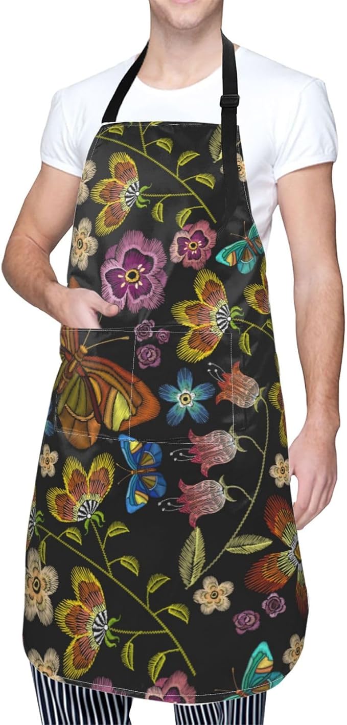 Perinsto Waterproof Apron With 2 Pockets Kitchen Chef Aprons Bibs For Cooking Baking Painting Gardening Grooming - Image 2