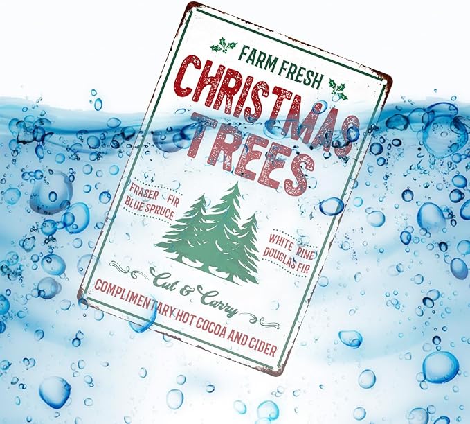 Christmas Signs Home Decor Vintage Art Poster Metal Hanging Plaque Kitchen Cafe Bar Farmhouse Porch Yard Outdoor Indoor Decorations Funny Xmas Gift 8X12 Inch (Farm Fresh Christmas Tree Sign) - Image 3