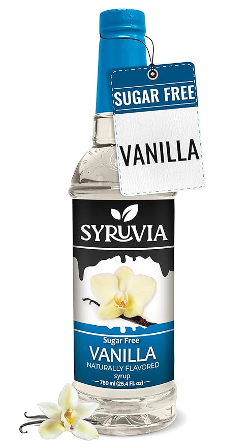 Syruvia Sugar Free Coffee Syrup, Vanilla Flavored Syrup for Drinks, Lattes, and Desserts – 25.4 fl oz