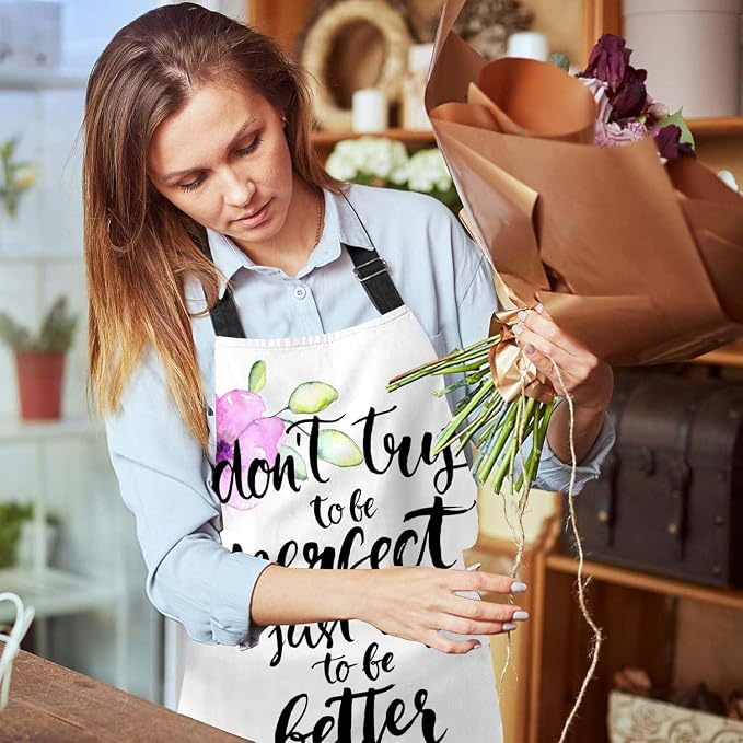 Don't try to be, just try to be better than you were yesterday Apron Adjustable Neck Bib Apron for Men Women,Suitable for Kitchen Cooking Waitress Chef Apron - Image 6