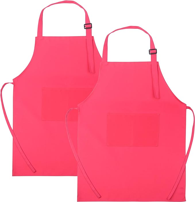 SINLAND Kids Aprons with Large Pocket 2 Pack | Adjustable Cooking Chef Aprons,Stain Resistant Toddler Apron for Baking Painting Gardening Boys Girls by SINLAND