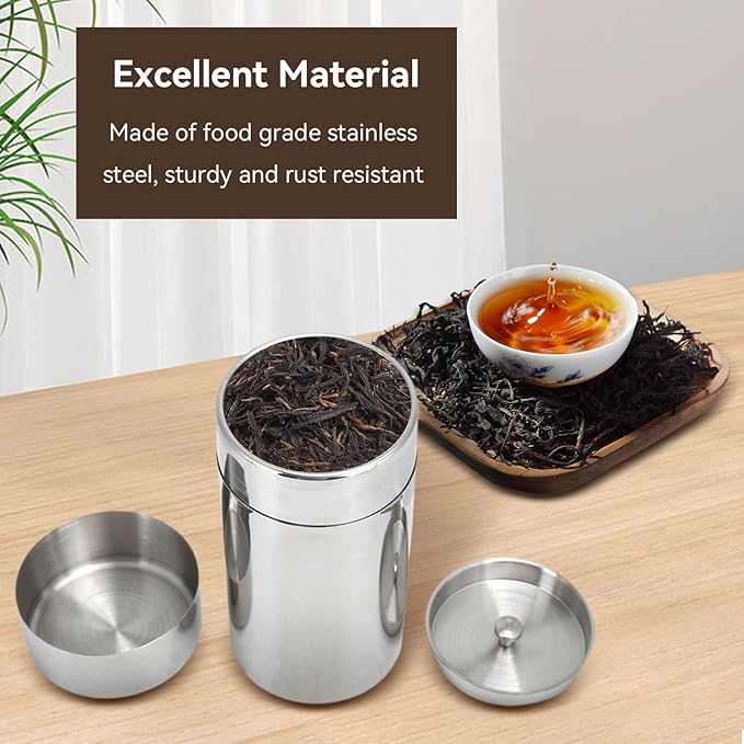 Agatige Tea Tin for Loose Tea, Stainless Steel Coffee Storage Container Kitchen Canisters 400ml 13oz/550ml 18oz(L)