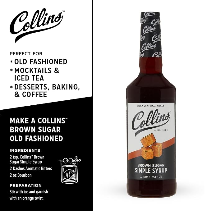 Collins Brown Sugar Syrup - Simple Syrup for Cocktails, Brown Sugar Coffee Syrup - Cocktail Syrup 32oz Set of 1 - Image 4