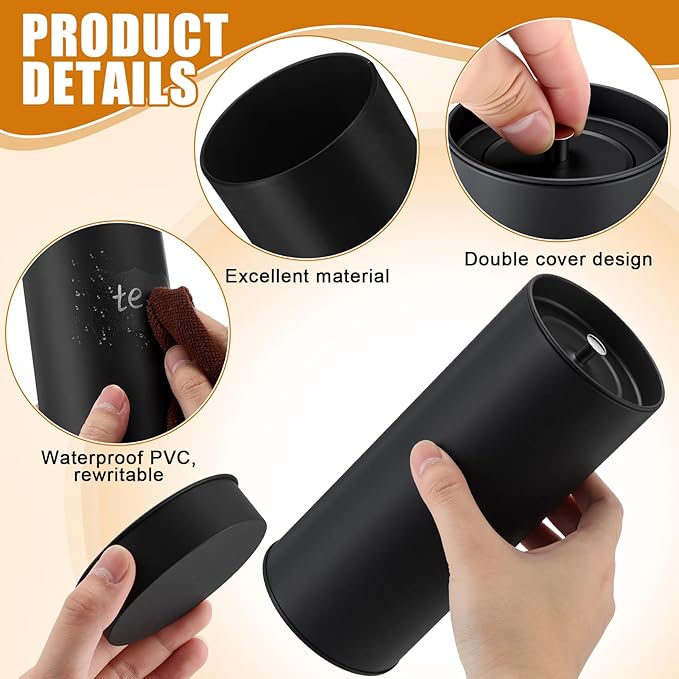 Tanlade 3 Pcs Metal Tea Tin Canister with Airtight Double Lids for Loose Tea Storage 23 oz Round Tin Can with 1 Erasable Chalk Marker and 16 Stickers Kitchen Container for Coffee Candy Spices