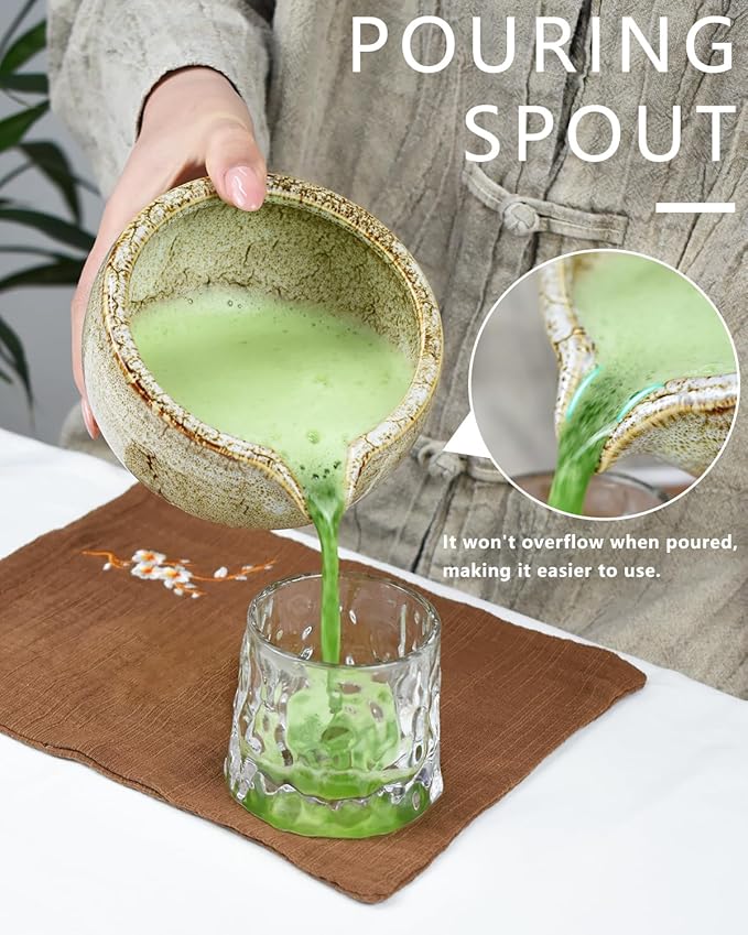 Artcome Matcha Tea Set – 20.2oz Premium Matcha Bowl with Spout, Whisk, Scoop, Whisk Holder & Brewing Guide – Authentic Japanese Tea Ceremony Tools for Perfect Matcha Preparation, White