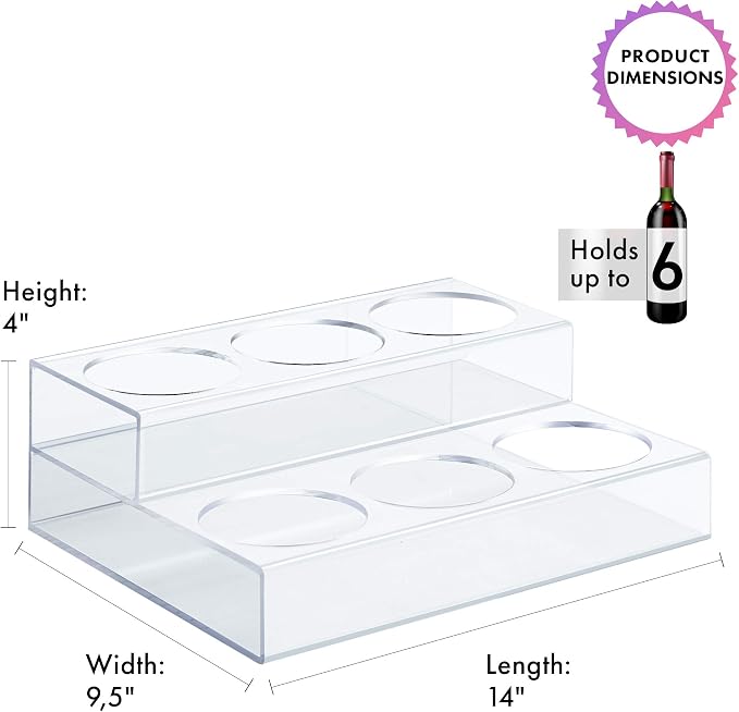 Acrylic Coffee Syrup Organizer Rack | 6 Bottle, 2 Tier Rack | Bar Counter-Top Display Stand | Kitchen, Pantry, Fridge Storage Organizer for Syrups, Wine, Soda, Beer - Image 5