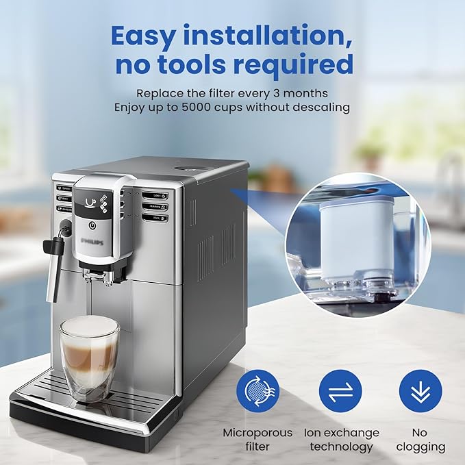 Coffee Machine Filter Compatible with Philips AquaClean Water filter 3200 Espresso Machine Filter for Fully Automatic Coffee Machines Dedicated Anti-Lime Scale Water (CA6903) (4 Pack)