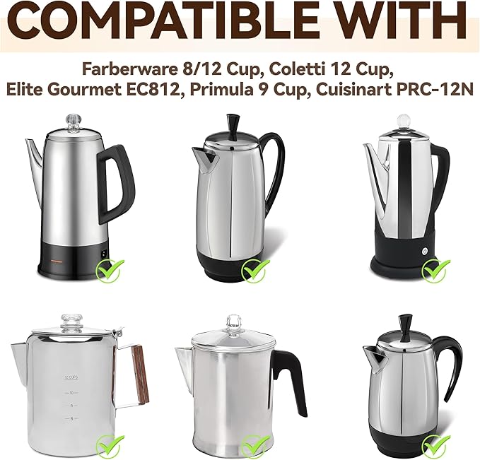Coffee Filters Compatible with Farberware Coffee Percolator, 150 Pcs Unbleached Perforated Filters