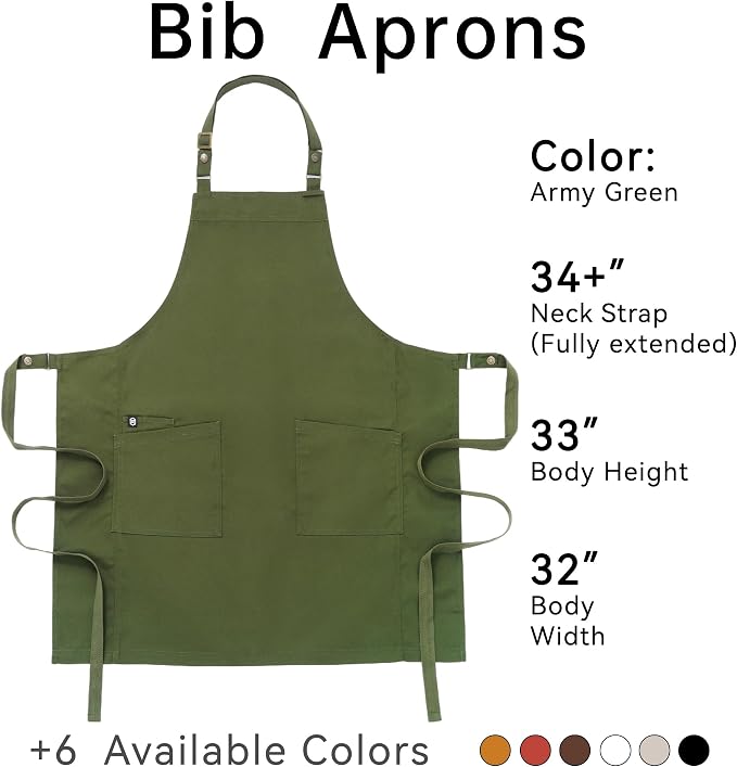 Chef Men Canvas Waterproof Apron Pocket 4251GB | Polyester Cotton Canvas Apron for BBQ Grilling Kitchen Cooking, Adjustable Neck, Durable & Comfortable - Image 6
