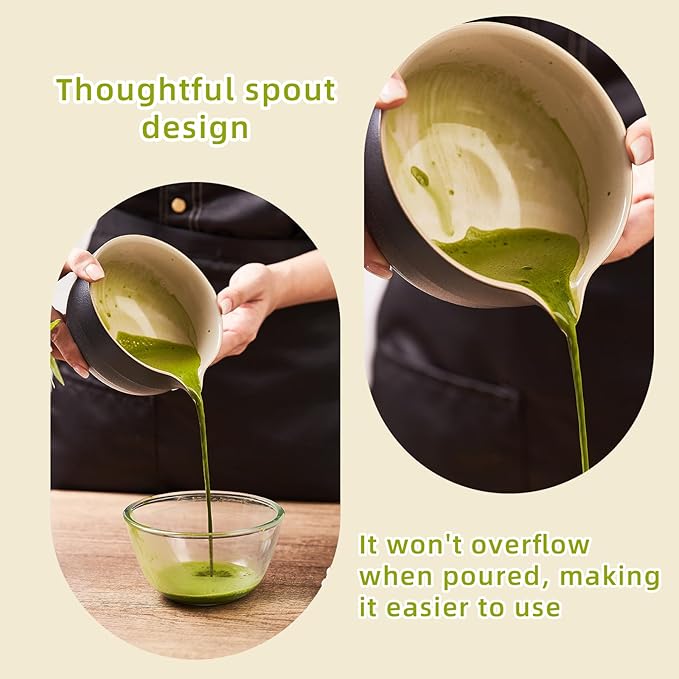 Matcha Whisk Set, Matcha Set Includes 2X Matcha Whisk, Matcha Bowl and Chasen Holder, Bamboo Scoop, Scoop Rest, Sifter - 7 Pcs Matcha Kit for Tea Ceremony, Gift for Matcha Lover (Black to White)