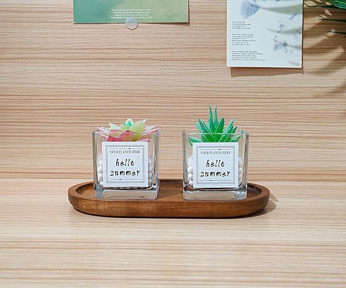 Small Wooden Tray (7.5 x 4.1 inch) 3 Pack, Oval Mini Serving Tray for Coffee Tables, Dessert, Snack, Fruit, Acacia Wood Platter for Vegetable, Decor Restaurant