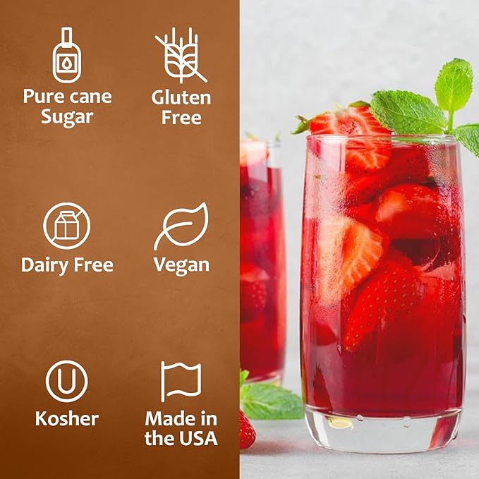 Syruvia Strawberry Syrup, Flavored Syrup for Drinks, Cocktails, Lemonades, Iced Teas, and Desserts – 25.4 fl oz, With Pump