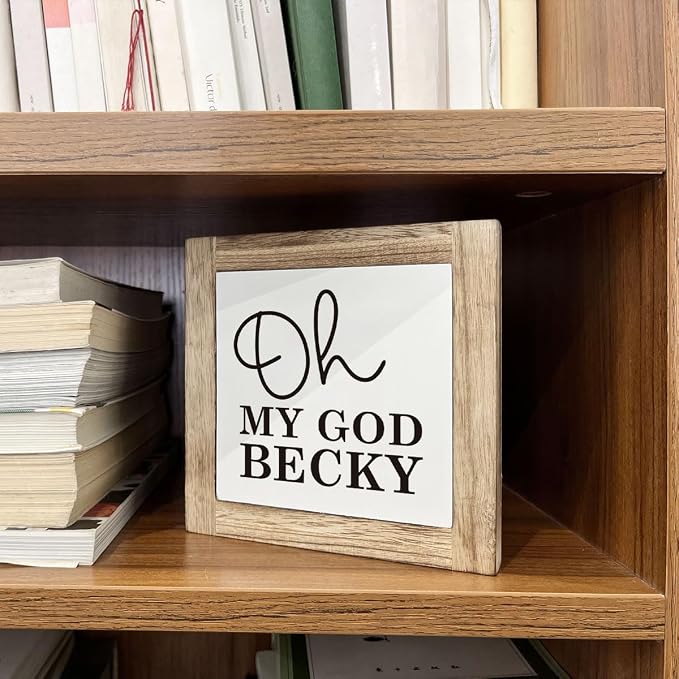 Oh My God Becky Humorous Bathroom Decor - Wooden Box Signs for Farmhouse Bathroom Tabletop, Funny Shelf Decor - Image 5