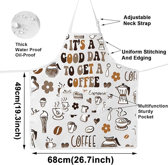 JNIAP Coffee Barista Apron Coffee Shop Apron It's A Good Day To Get A Coffee Gifts Coffee Apron For Women Men