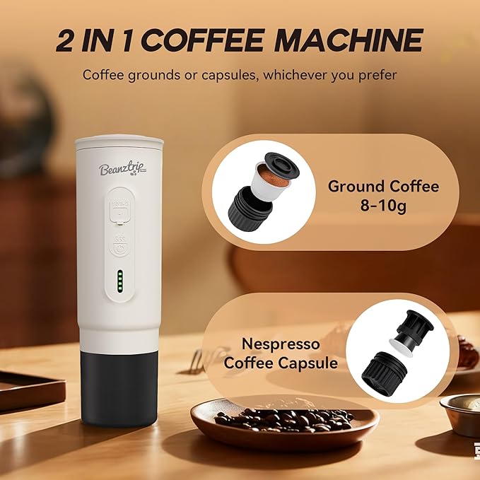 H02 PRO Portable Electric Espresso Maker, Women's Day Gift Coffee Machine Compatible with NS Capsule Original Pods & Ground Coffee, Mini Travel Espresso maker for Camping, Hiking, RV