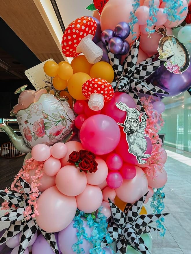 4pcs Teapot Balloons Tea Balloon Alice Balloons for Tea Birthday Party Decor Lets Par-Tea Party Alice Party Decorations Garden Tea Party Decorations for Little Girls Fairy Wonderland Baby Shower Decor