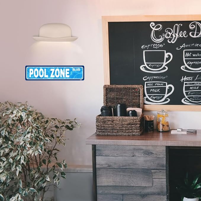 Swimming Pool Zone Sign Metal Tin Signs Tropical Beach Signs Patio Sign for Cafes Bar Pub Beer Club Wall Home Decor 16X4 Inches - Image 6
