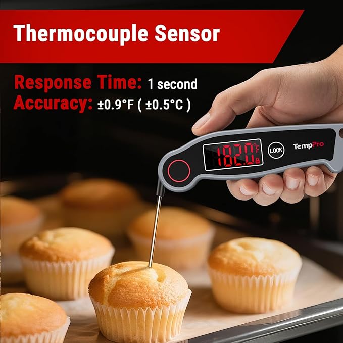 ThermoPro TP19 Waterproof Digital Meat Thermometer for Grilling with Ambidextrous Backlit & Thermocouple Instant Read Kitchen Cooking Food Thermometer for Candy Water Oil BBQ Grill Smoker