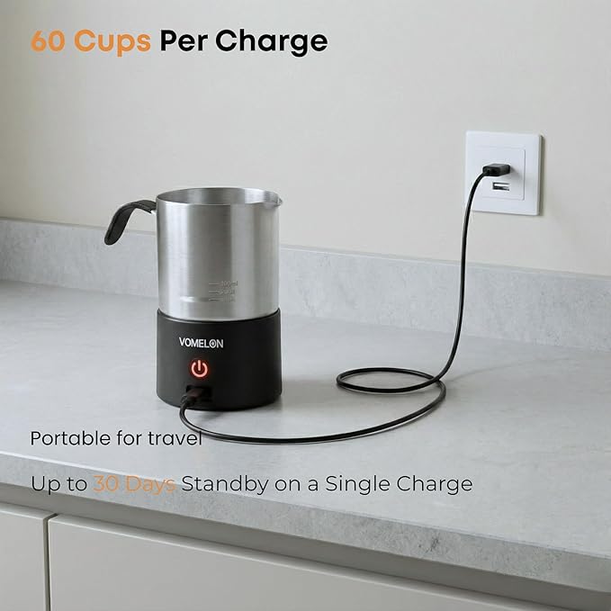 Single-Serve Rechargeable Milk Frother, Portable Mini Electric Cold-Only Foam Maker, Magnetic Jug Frother for Iced Latte & Matcha,Black