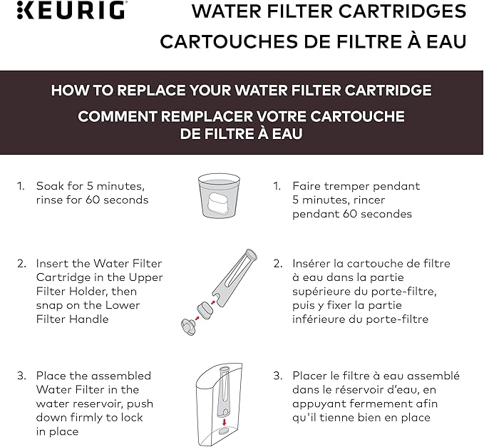 Keurig Water Filter Refill Cartridges, Replacement Water Filter Cartridges, Compatible with 2.0 K-Cup Pod Coffee Makers, 2 Count