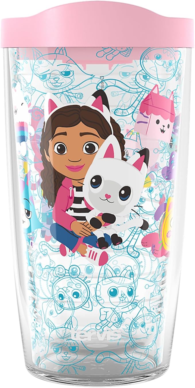 Tervis Gabby’s Dollhouse Made in USA Double Walled Insulated Tumbler Travel Cup Keeps Drinks Cold & Hot, 16oz, Classic