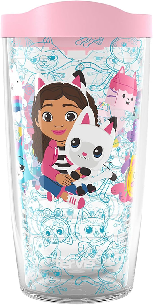 Tervis Gabby’s Dollhouse Made in USA Double Walled Insulated Tumbler Travel Cup Keeps Drinks Cold & Hot, 16oz, Classic