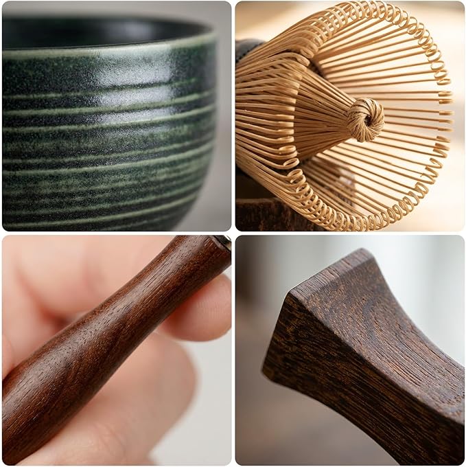 Matcha Whisk Set, 7-Piece Matcha Kit with Ceramic Bowl, Bamboo Whisk, Scoop, Sifter, Holder & Bamboo Mat – Premium Matcha Tea Set for Beginners & Matcha Lovers, Gift Ready