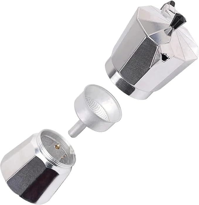 J&V TEXTILES Stovetop Espresso and Coffee Maker, Moka Pot for Classic Italian and Cuban Café Brewing, Cafeteria, (3-Cup)