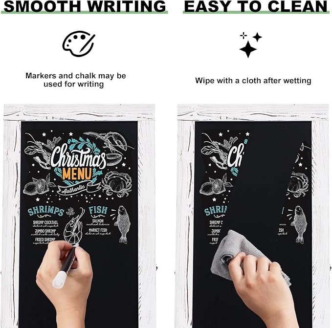 Large Sandwich A-Frame Chalkboard Sign - 40 x 20 Inches Magnetic Wooden Chalk Board for Sidewalk, Stand up Double-Sided Outdoor Easel Display for Restaurant Cafe Shop Wedding Party or Business（White） - Image 4