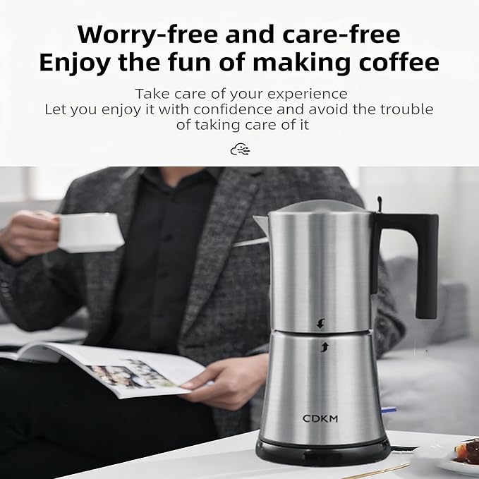 Fully automatic mocha coffee pot,moka pot stainless steel,One-touch Electric Coffee Maker,3-6 Cups 350ml espresso machine, Anti-scalding, Automatic power-off,Gift Idea,Safety