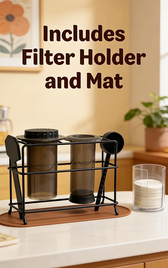 Iron Organizer Stand for AeroPress original,Clear, Metal Coffee Bar Station and Super compact Storage Solution Fits AeroPress , Caddy Holder for Coffee Maker and Accessories