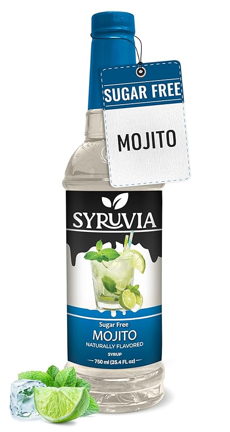 Syruvia Sugar-Free Mojito Syrup, Natural Flavors, Syrup for Drinks, Lattes, and Desserts – 25.4 fl oz