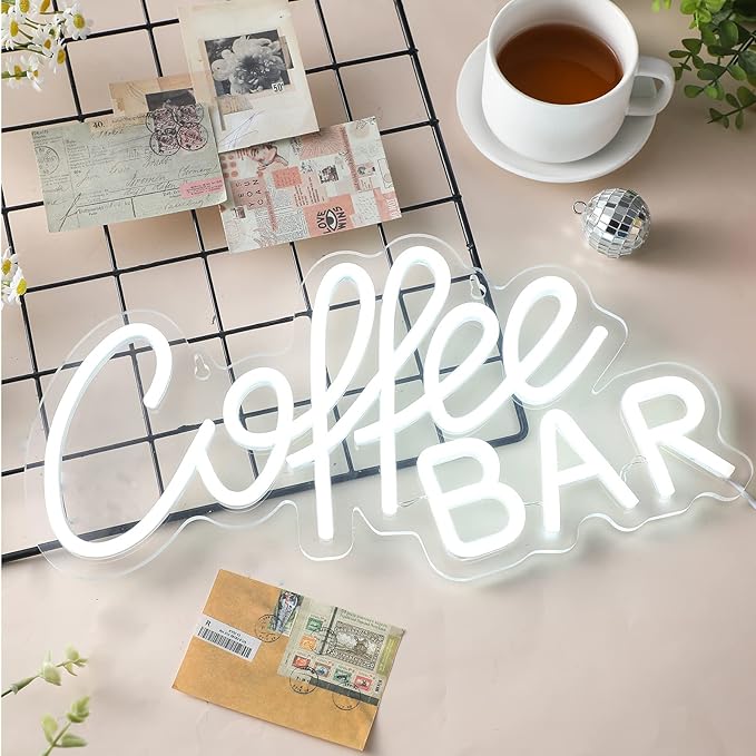 Kathfly Coffee Bar Neon Sign LED Neon Decor Modern LED Wall Sign for Shop Accessories for Cafe Restaurant Pub Art Party Decor(Coffee Bar)