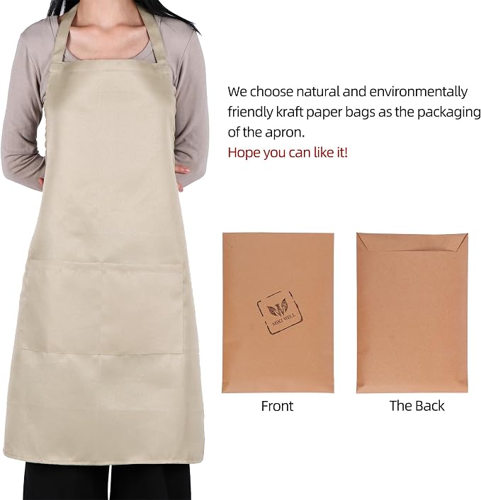 Bib Aprons- Mixed Color Apron with Pockets, for Kitchen Cooking Restaurant BBQ Painting Crafting - Image 8