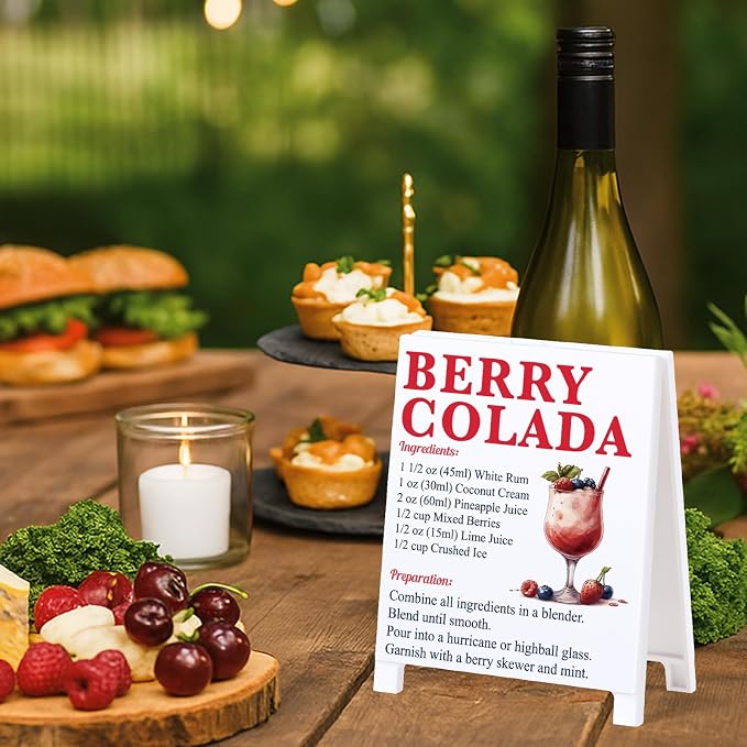 Berry Colada Recipe Rustic Bar Decor for Home Cafe Farmhouse Cocktail Sign for Kitchen Bar Cart Accessories Mixology Christmas Gift for Bartender Men Women New Couple - 5.59 x 4.33 inch Acrylic Sign - Image 3