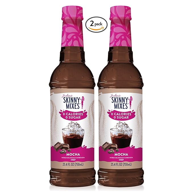 Jordan's Skinny Mixes Sugar Free Coffee Syrup, Mocha Coffee Flavoring Syrup, Zero Calorie Drink Mix, Lattes, Baking, Protein Shake or Cocktail, Dairy & Gluten Free, Kosher, 25.4 Fl Oz, 2 Pack