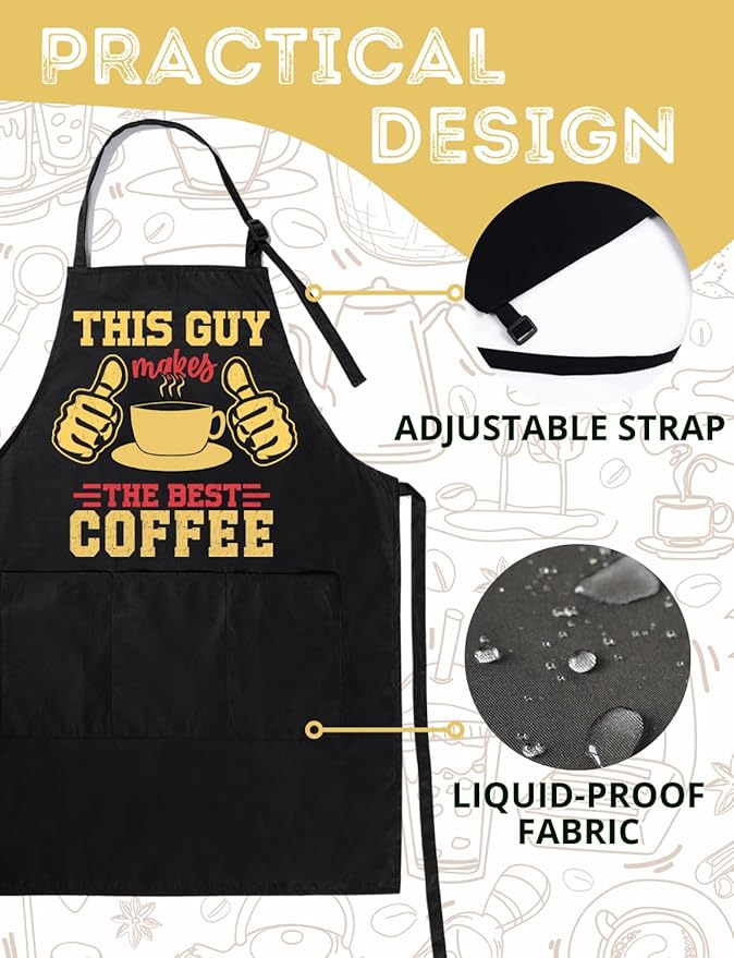 InnoBeta Barista Gifts for Men & Women, Funny Coffee Apron with Pockets and Adjustable Neck Strap