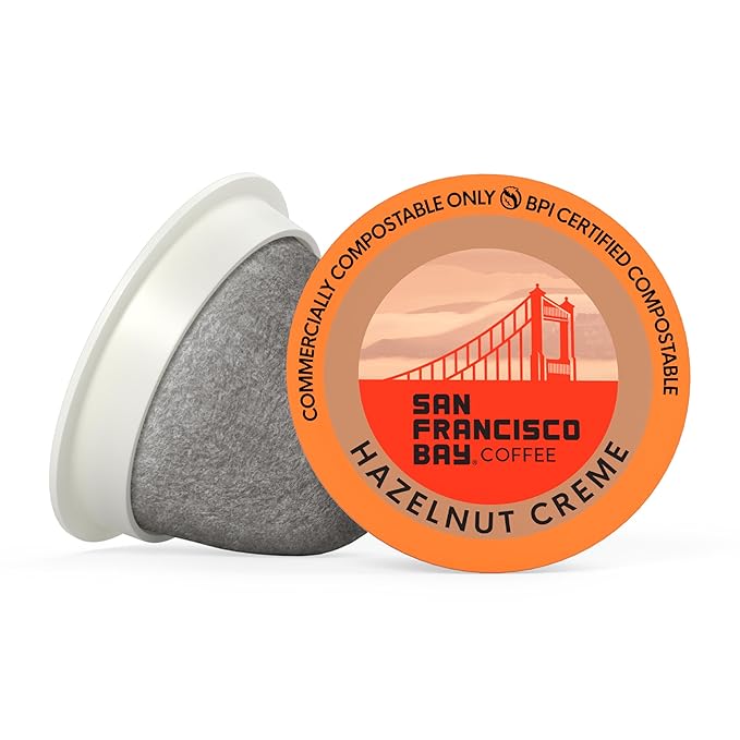 San Francisco Bay Compostable Coffee Pods - Hazelnut Crème (80 Ct) K Cup Compatible including Keurig 2.0, Flavored, Medium Roast