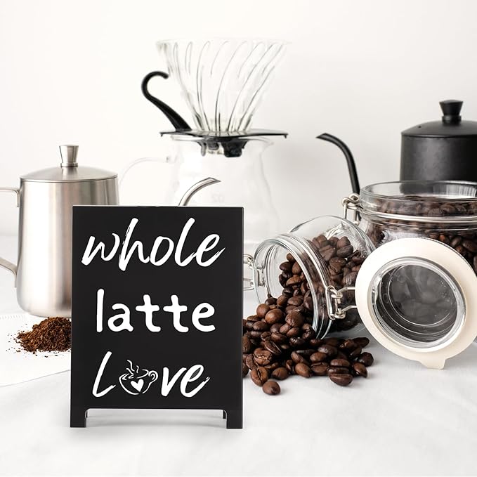 A Whole Latte Love Desk Decor Sign Retro Coffees Shop Table Display for Coffee Station Home Office Kitchen Bar Cafe Counter Bookshelf Christmas Gift for Coffees Lovers Barista Friends