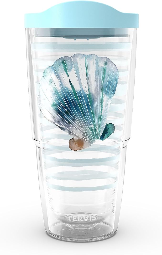 Tervis Sara Berrenson - Ocean Keepsakes Scallop Made in USA Double Walled Insulated Tumbler Travel Cup Keeps Drinks Cold & Hot,