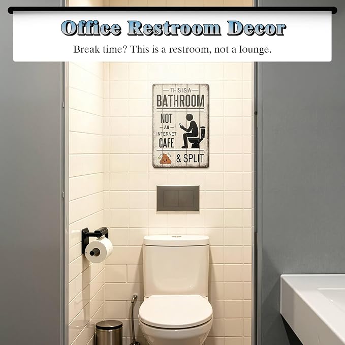 This Is A Bathroom Not An Internet Cafe Sign - Sarcastic Funny Bathroom Decor Wall Art Tin Signs for Phone Users, to Encourage Quick Visits 8x12 Inches - Image 3
