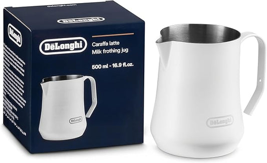 De'Longhi Milk Frothing Pitcher, Matte White Stainless Steel, 17 oz