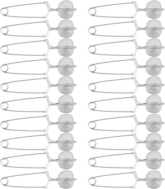 Yinder 72 Pcs Snap Ball Tea Strainer,Stainless Steel Snap Tea Infuser Mesh Ball with Handle for Loose Leaf Tea Reusable Metal Tea Filter Fine with Tong Pincer in Bulk for Kitchen Mulling Spices