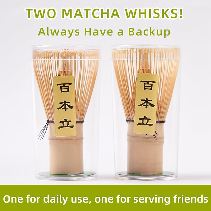 Matcha Whisk Set, Matcha Set Includes 2X Matcha Whisk, Matcha Bowl and Chasen Holder, Bamboo Scoop, Scoop Rest, Sifter - 7 Pcs Matcha Kit for Tea Ceremony, Gift for Matcha Lover (Yellow to Orange)