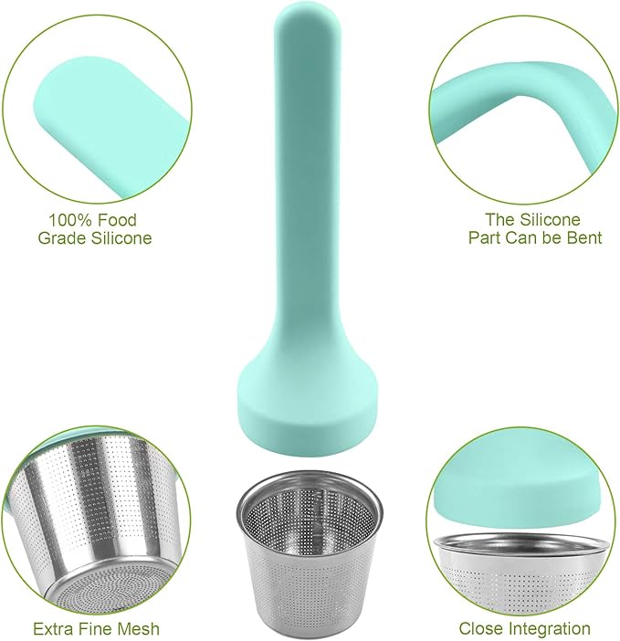 Fenshine Tea Infuser, Extra Fine Mesh Tea Cup Filter Silicone Handle Stainless Steel Tea Strainer Loose Tea Steeper for Loose Leaf Tea or Herbal Tea