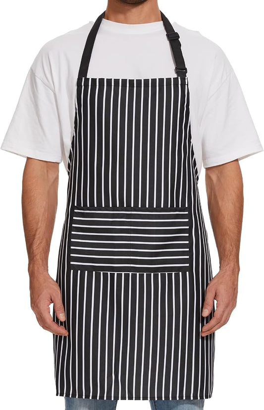 Will Well Kitchen Apron for Men and Women - 33" x 27" Oil-and-Water-Resistant with Adjustable Neck Strap and 38" Waist Ties for a Snug Fit, Lightweight with 2 Front Pockets - 1-Pack, Black | Unisex 33'' x 27'' Oil & Water Resistant Soft Kitchen Chef Ap... by WillWell