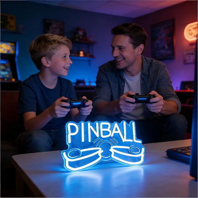 Pinball LED Neon Sign, USB Powered Decorative Neon Light for Arcade Game Room Man Cave Home Recreation Space Wall Table Game Theme Decor, 16.7 x 9.1 In - Image 2